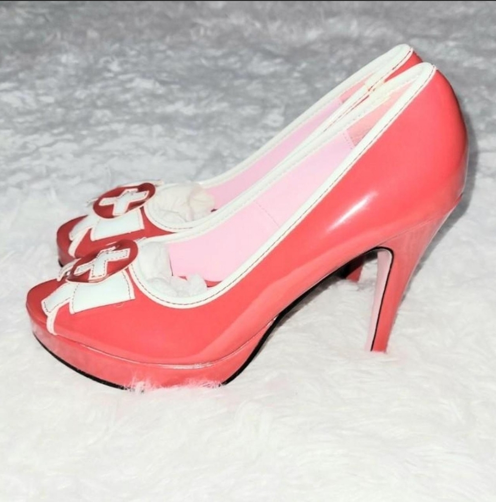 Leg Avenue Deadstock Red & White Nurse Platform Heels Women's US 6! ✨️ NWOT